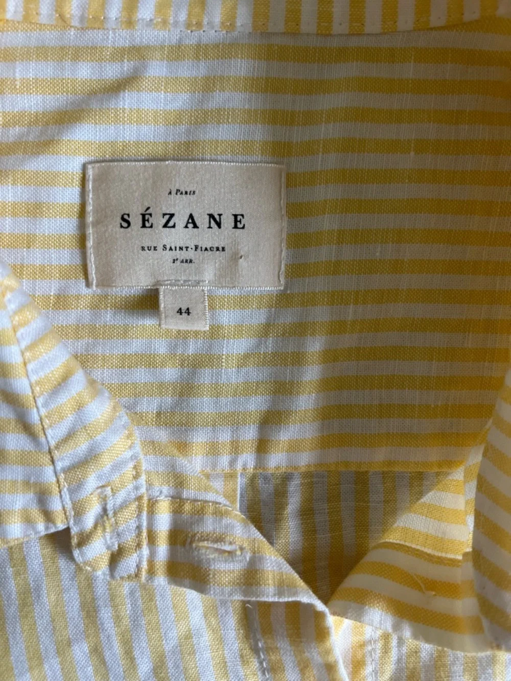 Sezane Yellow & White Tomboy Striped Button-Up Oxford Shirt Sz 44 - Picture 5 of 5